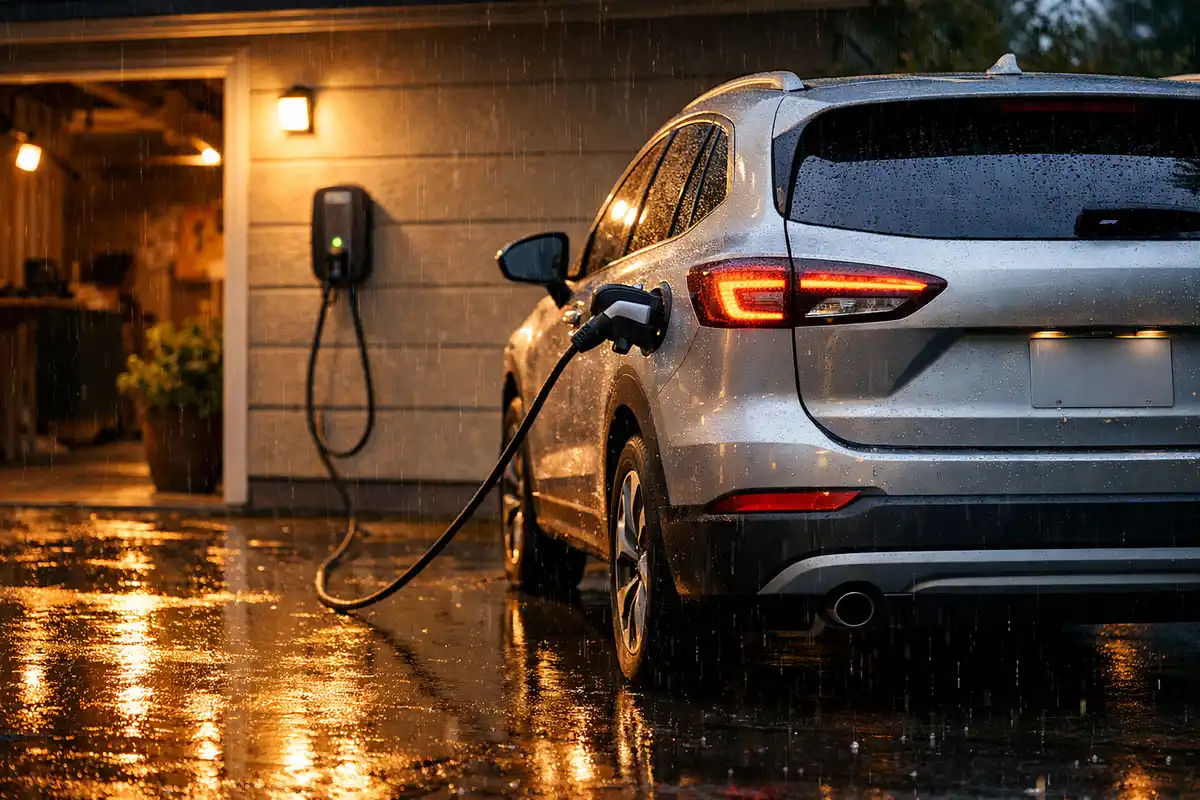 Electric vehicle charging in rain