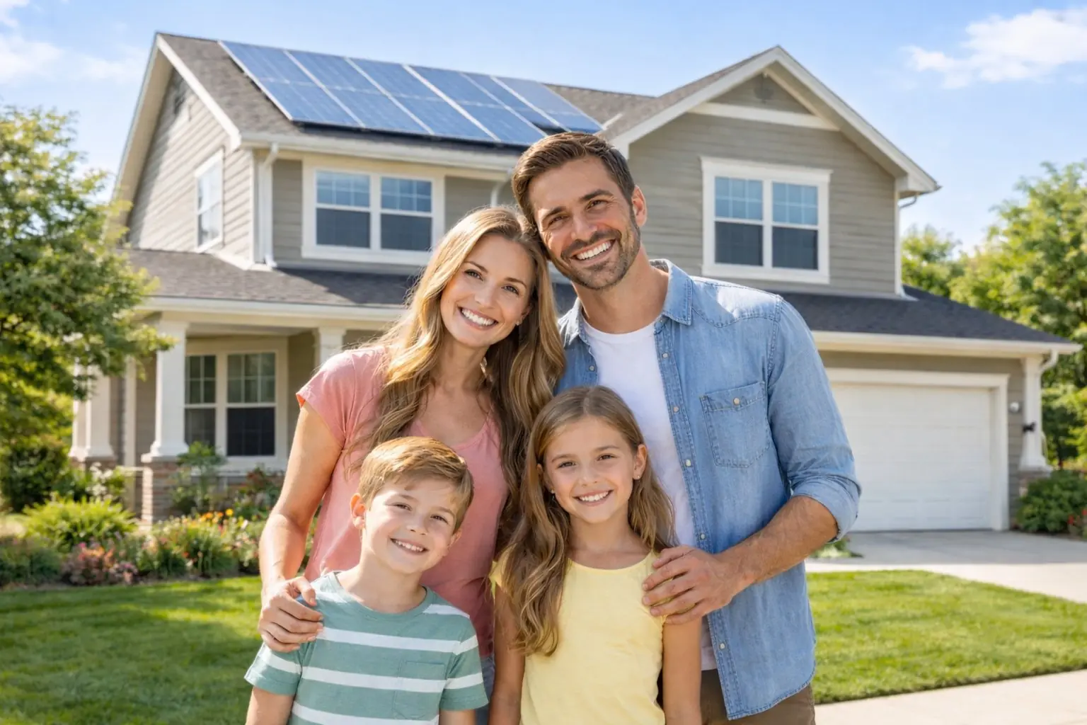 California Family Solar Savings California family reducing electricity bills with rooftop solar panels